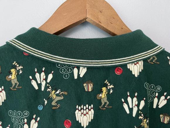VTG Goofy Bowling Polo Shirt AOP The Disney Catalog Green Bowler Pins Mens XL - Picture 7 of 9